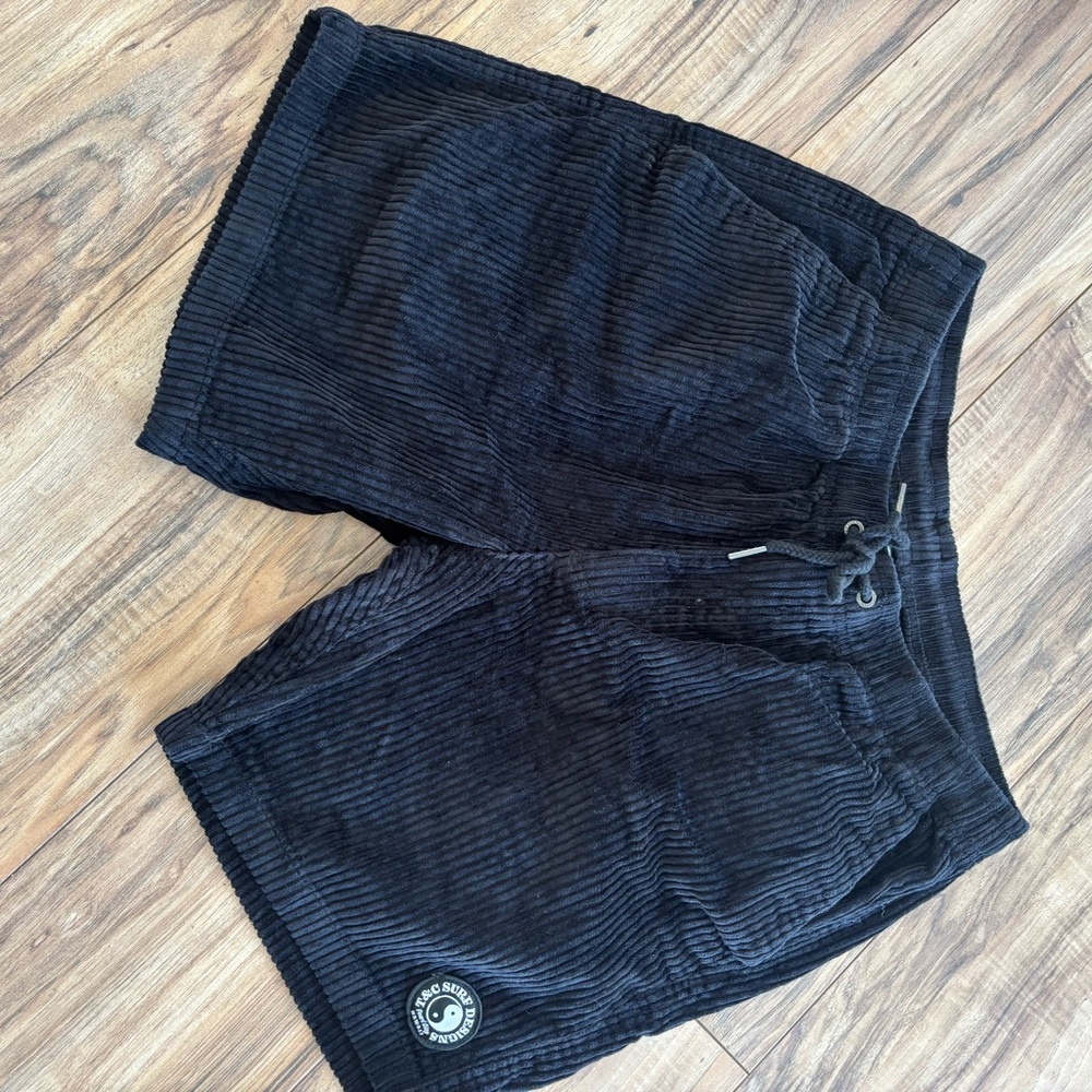 Men's Black Corduroy Drawstring Shorts